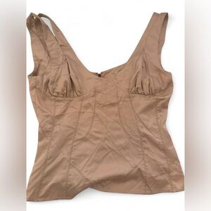 Just Cavali Beige Euro Vintage Corset  Style Top with geometric stitching. IT 48